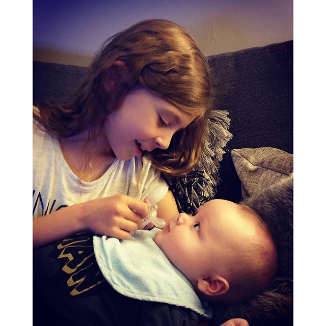 LOVES his big sister  #holly #lucas #love